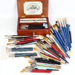 Artist's equipment, including modern Rowney watercolour set, and various artist's brushes