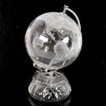 A Waterford Crystal desk-top globe, with chrome plate mounts, globe diameter approx 16cm, overall