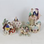 4 various Continental porcelain figures, largest height 24cm