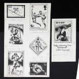 2 sheets of original pen and ink designs for postage stamps, stamps verso for Kearley Ltd London