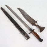 A Middle Eastern dagger with steel handle, overall length 36cm, and a First World War Period sword