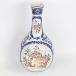 A Chinese porcelain narrow-neck vase, polychrome painted floral panels, height 26cm