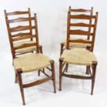Morris & Co, a set of 4 ladder-back side chairs with rush seats, circa 1890