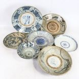 A group of Antique Chinese blue and white bowls and plates (7)