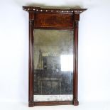 A mahogany, Regency silver backed mirror with column supports, height 93cm Good original