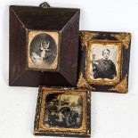 3 late 19th century silver print/daguerreotype portrait photographs, framed (3)