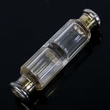 A Victorian novelty silver-mounted double-ended glass scent flask, by John Harris, hallmarks
