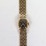 TUDOR - a lady's Vintage 9ct gold mechanical bracelet watch, grey dial with baton hour markers and