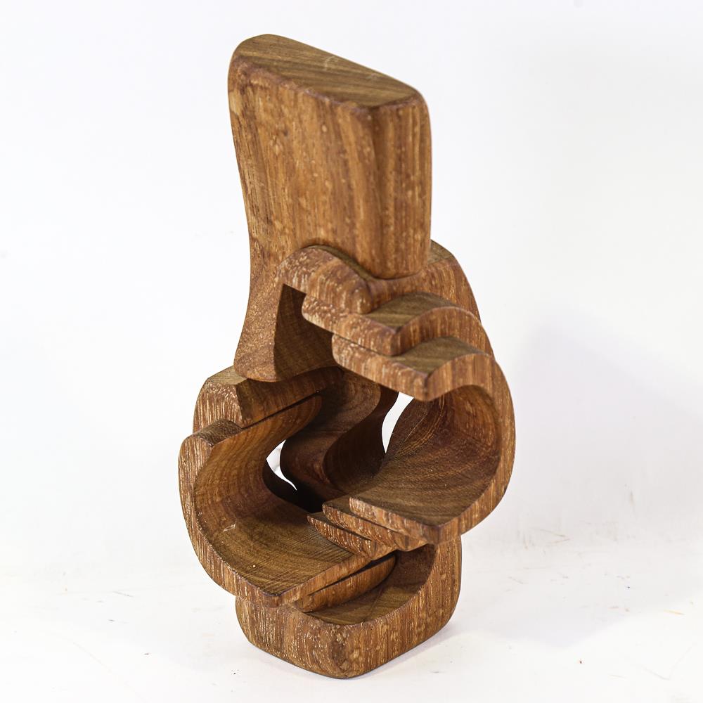 BRIAN WILLSHER (1930-2010), carved wood abstract sculpture, signed and dated 1986, height 25cm