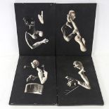 HANS RICHTER - a set of 4 mid-century intaglio plaster panels depicting jazz musicians, signed and