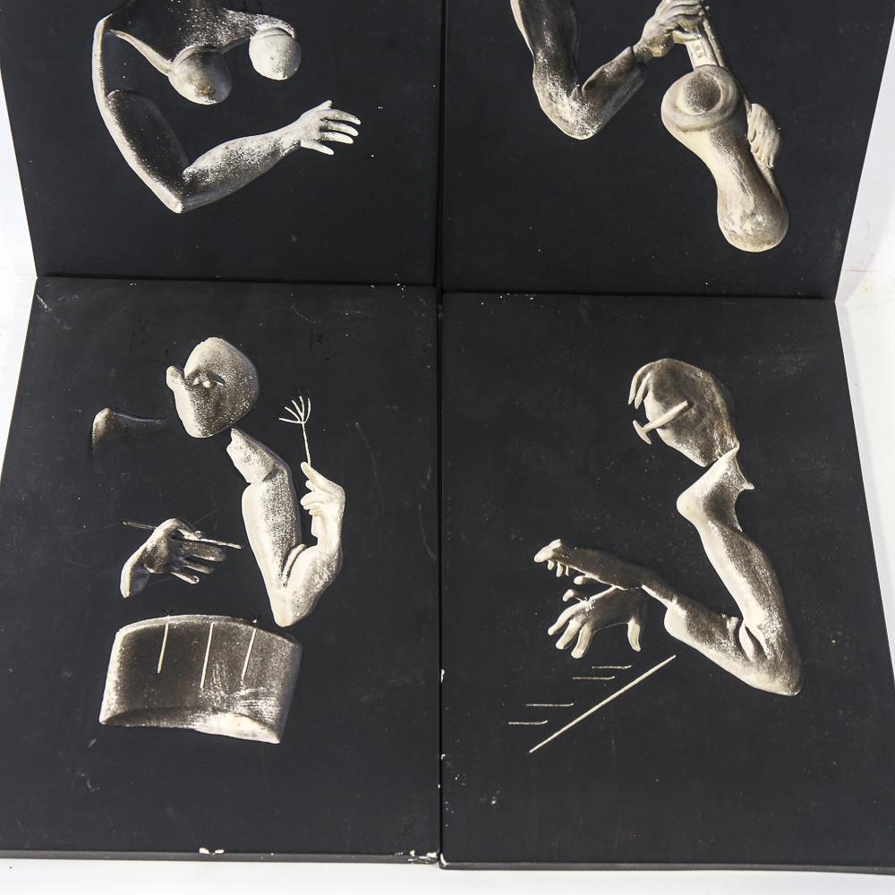 HANS RICHTER - a set of 4 mid-century intaglio plaster panels depicting jazz musicians, signed and - Image 3 of 5