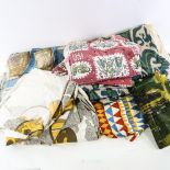 A box of assorted mid century fabrics Most in good condition, various sizes