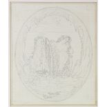 Pencil line drawing, study for a mural, unsigned, circa 1920s, image 24cm x 20cm, framed A few