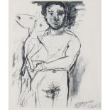 Pablo Picasso, lithograph on wove paper, figure with a goat, signed in the plate, image 23cm x 18cm,