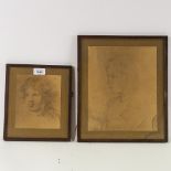 Augustus John, 2 lithographs, portrait studies, largest 27cm x 22cm, framed (2) 1 has damp stain