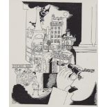 Edward Burra, lithograph, Parisian scene, circa 1930s, image 16cm x 12.5cm, mounted Slight paper