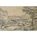 After Annibale Carracci (1516 - 1609), 18th/19th century engraving, landscape, plate size, 28cm x