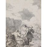 Thomas Rowlandson, engraving, fisherfolk, plate 25cm x 17cm, mounted Light foxing and paper