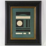 Oil on board, geometric composition, unsigned, 38cm x 29cm, framed Good condition