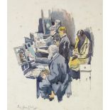 J Millar Watts, watercolour, The Langham Sketch Club 1925, signed, 29cm x 28cm, framed, original