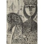 Pedro Quetglas Ferrer (1915 - 2001), etching, Knight and Horse, signed, 106/150, plate 39cm x