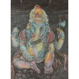 Seema Sharma Shah, coloured etching, Ganesh, signed, artist's proof 2002, no. 2/15, plate 60cm x