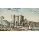 James Lambert (1725 - 1788), ink and watercolour on paper, Tonbridge Castle inscribed on the