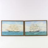 Pelham Jones, pair of watercolours, clipper ships, signed, 30cm x 45cm, framed Very slight paper