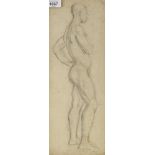 Circle of Glyn Philpot, pencil sketch, male nude life study, unsigned, 39cm x 15cm, unframed Light