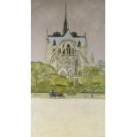 Richard Beer (1928 - 2017), oil on canvas, Notre Dame Cathedral, 127cm x 71cm, unframed Tiny