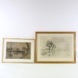 2 watercolours, rural scenes, 1 indistinctly signed, framed (2) Good condition