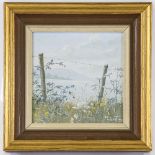 Peter Jay, oil on board, Hedgerow, signed, 14cm x 14cm, framed Good condition