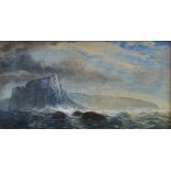 John Mather (1848 - 1916), coastal scene Dunstanborough, 8.5" x 16.5", framed Light foxing but no