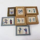 19th century Chinese School, 10 gouache paintings, figure studies, including 2 characters dressed as