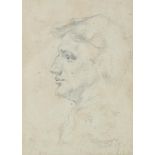 Pencil sketch, head portrait of a man, indistinctly signed, dated 1915, 23cm x 18cm, framed Light