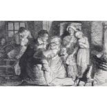 William Bell Scott (1811 - 1890), etching, Halloween, image 10cm x 16cm, mounted Good condition