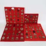 A quantity of various military cap badges, including Royal Flying Corps, Motor Machine Gun Corps,