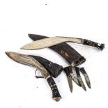 2 kukri knives in sheaths, longest length 45cm