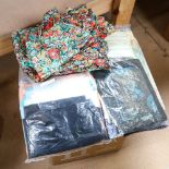 A large boxful of Vintage table linen and fabrics