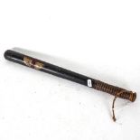 A 19th century turned ebony Policeman's truncheon, with painted St George's Cross, length 46cm