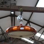 A mid-century saucer hanging light fitting for 3 bulbs, diameter 43cm