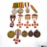 Enamelled Red Cross badges, WW2 medals etc