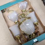 A glass pendant light fitting, and 4 wall sconces (5)