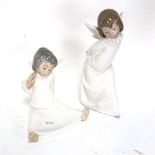 2 Lladro porcelain angels, tallest 24cm