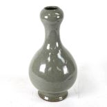 A Chinese celadon glaze garlic neck vase, seal mark on base, height 28cm