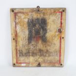 A German Second World War Period Red Cross (Rotes Kreuz) painted pine wall hanging plaque, 35cm x