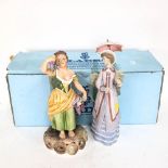 Lladro lady with a parasol, 26cm, boxed, and a porcelain figure with Derby mark