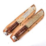 2 Vintage unused hunting knives, with leather sheaths