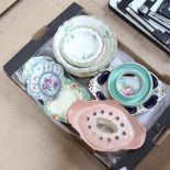 A box of various ceramics, including Minton table centre, Johnson Brothers plates etc