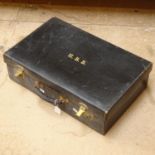 Vintage suitcase with brass locks, length 56cm